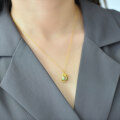 wholesale 925 silver gold-plated cold enamel owl pendant necklace with Hetian jade for stylish commuting, a personalized gift for your girlfriend-0-1