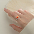 wholesale S925 silver ring for women, Korean-style minimalist and unique orange gradient koi fish fresh hand accessory J8771-0-3