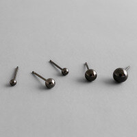 wholesale S925 Sterling Silver HED329 Korean Version Minimalist Unisex Black Small Round Bead Stud Earrings-2mm [without ear plugs] 925 silver