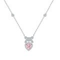 wholesale S925 Sterling Silver Princess Knot Light Luxury Bow Love Heart Moving Butterfly Pendant Necklace for Women with Pink Zircon-0-4