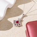 wholesale S925 sterling silver full-body simulated pigeon blood ruby and fully diamond-encrusted dress pendant necklace-0-3
