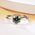 wholesale S925 Silver Green Moissanite 1 Carat Halo Ring with GRA Certificate, Light Luxury Fashion Gemstone Ring-0-3