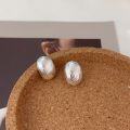 wholesale S925 Sterling Silver Textured Oval Stud Earrings for Women, Minimalist and Understated Style, Intricate and High-End Earrings-0-2