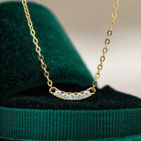 14K Gold Plated 925 Silver Moissanite Necklace, Cross-Border Supply.-Inlaid with moissanite  925 silver