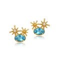 wholesale S925 Sterling Silver Japanese and Korean New Retro Swiss Blue Topaz Star Earrings, Fashion Versatile Women's Stud Earrings Manufacturer Wholesale-0-5
