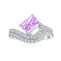 wholesale 925 Sterling Silver 6*8 Radiant Ruby Ring with High Carbon Diamond Gemstone Ring Set-0-7
