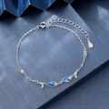 wholesale S925 Sterling Silver Minimalist Fresh Ocean Life with You Fishtail Bracelet, Forest-Style Wrist Jewelry for Qixi Valentine's Day Gift-0-3