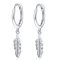 wholesale 925 Silver Feather Earrings Hot Selling Cross-Border Wholesale Pure Silver Ear Hoops with Ear ClaspsIns Style Earrings for Women-0-6