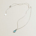 wholesale S925 silver Nalan fresh sweet ins style design blue transparent oval pendant necklace Y01792-0-4