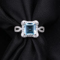 wholesale S925 Silver Luxury Fashion Natural Topaz Ring, Personalized High-End Square Natural Gemstone Ring-0-2