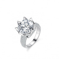 S925 Silver Moissanite 5 Carat Cocktail Ring-5 carats (set with moissanite)  16 yards