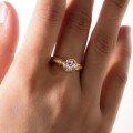 wholesale Gold Plated S925 Silver Moissanite Ring with Round Center Stone, Bezel Setting, Shank Set with Stones, Simple and Versatile Women's Style, Bestseller-0-3