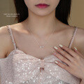 wholesale S925 Sterling Silver Fashionable And Lightly Luxurious Openwork Bow Necklace For Women, Small And Unique Design, Versatile Collarbone Chain, Ins-style Jewelry-0-2