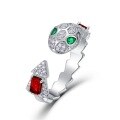 wholesale S925 Silver Plated Cross-Border New Stylish Spiritual Snake Cultivated Gemstone Set with Cultivated Emerald Snake Necklace and Ring for Women-0-4