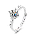 Sterling Silver Moissanite Deer Antler Open Ring for Women-0-4