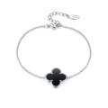 wholesale 925 Sterling Silver New Black Onyx Four-Leaf Clover Bracelet, Ins-Style Niche Premium Lucky Necklace & Earrings Set-0-5