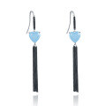 wholesale S925 Silver Black Agate Designer Natural Gemstone Heart Tassel Ear Studs-0-7