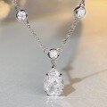 wholesale S925 Sterling Silver Nine Beauty Jewelry High Carbon Diamond Necklace Drop Colored Gemstone Zircon Chain Women's-0-3