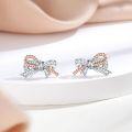 wholesale 925 Sterling Silver Twist Bow Stud Earrings for Women, Versatile Designer Zircon Butterfly Knot Earrings, Ins Style-0-4
