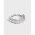 wholesale S925 Sterling Silver Korean Style Personalized Silver Ring Ins Minimalist Niche Simple Textured Chain Ring for Women-0-0