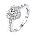 Metal Alloy Sweet Heart-shaped Light Luxury Heiress-style Diamond Ring for Women, Niche Design Wholesale-0-3