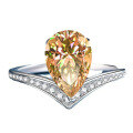 wholesale S925 Sterling Silver 2-Carat Pear-Shaped Crown Moissanite Women's Ring-0-8