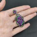wholesale S925 Sterling Silver Natural Diopside Pendant with Amethyst and Green Chalcedony Necklace, Niche Style-0-3