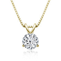 S925 Silver Classic Six-Claw D Color Moissanite 1 Carat Necklace-[Three-Prong] K Gold  D Color Moissanite - 1CT