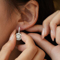 925 Sterling Silver Hip Hop American Style Unisex Moissanite D Color Round Hoop Earrings-0-1