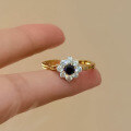 wholesale S925 Silver Ring, Zhuo Zhifan Jewelry 40mm Blue Small Sunflower Fashion Ring for Spring and Summer Seasons-0-1