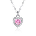 wholesale S925 Sterling Silver Pink Diamond Heart Necklace for Women with Micro-Set White Diamonds, Perfect as a Gift for Girlfriend on Valentine's Day-0-6