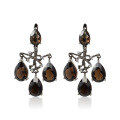 wholesale S925 Sterling Silver European and American Natural Agate Smoky Quartz Drop Earrings, New High-End Luxury Gemstone Earring Wholesale-0-4