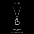 S925 Sterling Silver Luxe Hollow Fulu Gourd Pendant Necklace with Inlaid Crystals-0-4