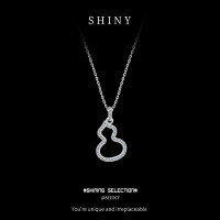 S925 Sterling Silver Luxe Hollow Fulu Gourd Pendant Necklace with Inlaid Crystals-S925 Sterling Silver + Zircon  925 Silver