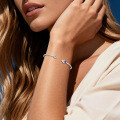 Sterling Silver Bezel-Set Round Zircon Hamsa Open Bangle-0-0
