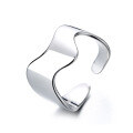 wholesale S925 Sterling Silver Hip-Hop Irregular Twisted Wave Pattern Adjustable Ring, Minimalist Style Versatile Statement Ring for Women-0-4