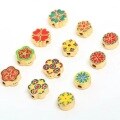 wholesale Metal antique enamel five-petal flower clover openwork back cloud small-hole spacer beads DIY bracelet weaving enamel matching beads-0-0