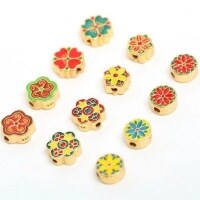 wholesale Metal antique enamel five-petal flower clover openwork back cloud small-hole spacer beads DIY bracelet weaving enamel matching beads-Type C one