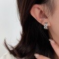 wholesale S925 Sterling Silver Vintage Classic Floral Print Earrings for Women, Korean Dongdaemun Distressed Small Design Stud Earrings-0-4