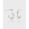 wholesale S925 pure silver Korean-style small, unique, and minimalist irregular glossy twisted design earrings for women-0-0