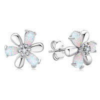 S925 Silver White Opal Earrings, Arched Design, Wholesale, Cross-border Live Sales.-Style G [Clearance Sale with Free Shipping]  925 Silver