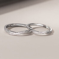 wholesale S925 silver frosted couple ring, Korean-style geometric personality unisex jewelry R00244-S925 silver ring for women size 13