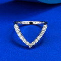 wholesale S925 Silver Deep V-Shaped Ring Stackable for Layering, Trendy and Stylish Ring Band withIns Style-0-5
