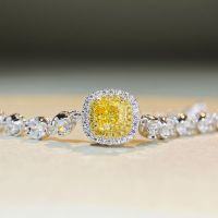 wholesale S925 Sterling Silver Jewelry Set with Full Diamond Inlay, Cross-border Best-seller Yellow Diamond Ring for Women, Including Pendant Necklace, Ring, and Earrings-Yellow Diamond Bracelet-SL013>925 Silver