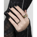 wholesale S925 Sterling Silver Original Two-Tone Plating Stackable Minimalist Ring with Edgy Irregular Texture Design Unisex-0-3