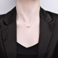 Sterling Silver Ribbon Bow Pendant Necklace-0-1