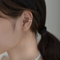 wholesale S925 silver heart rate ear clip with wave lines, no ear piercing required, minimalist Korean-style ear cartilage cuff for women, G5927-0-0