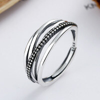 wholesale S925 Sterling Silver Retro Diamond Weave Ring Korean Version Trendy Fashion Niche Design Ins Minimalist Style Women's Hand Jewelry-YJ253/approx. 2.6g Adjustable opening