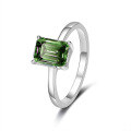 wholesale S925 silver wholesale four-prong square emerald high-end moissanite ring for women, minimalist silver jewelry accessories-0-16