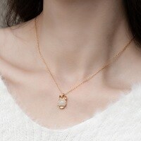 wholesale S925 Sterling Silver Inlaid with Hetian Jade New Zodiac Versatile Rabbit Pendant Necklace Collarbone Chain Wholesale-10K gold + swimming paint (pendant does not include chain)  925 silver
